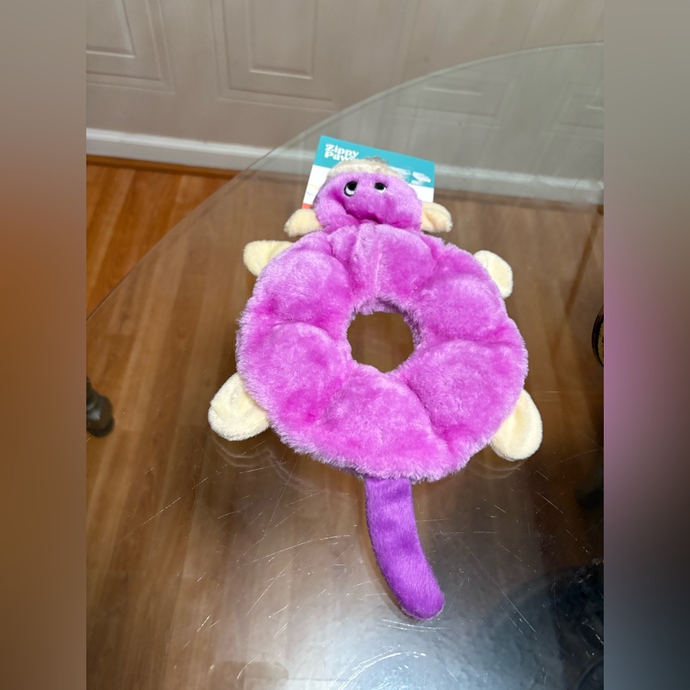 ZippyPaws  Pink Monkey Dog Toy w/7 Squeakers  11”